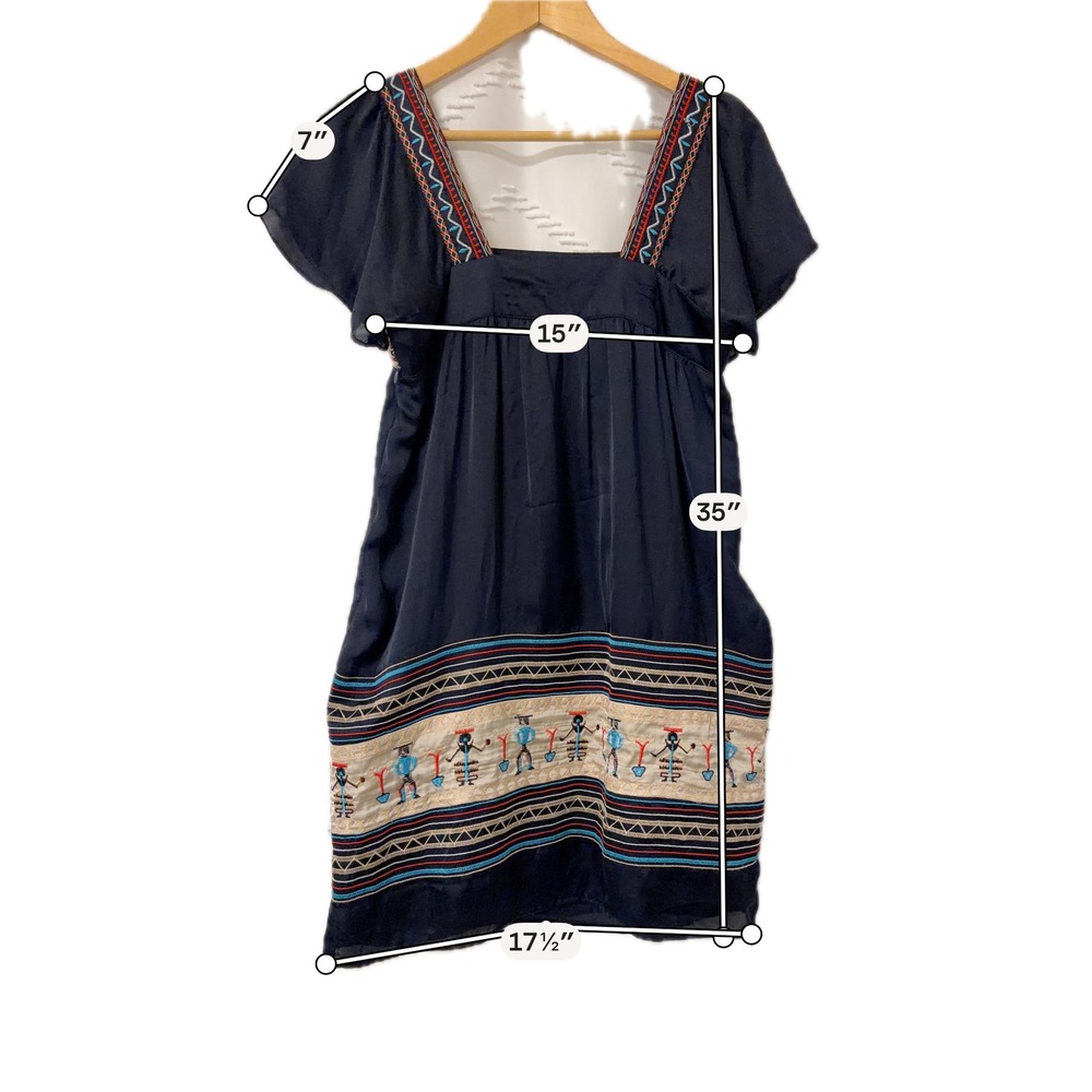 MM Couture Miss Me Navy Blue Tribal Embroidered Shift Dress MMCD0382 Womens M - Picture 7 of 7